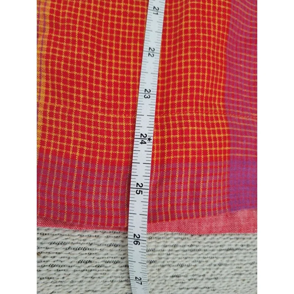 Foil Womens Linen Top Orange Purple Check Fiesta print size 8 lagenlook - Picture 7 of 8